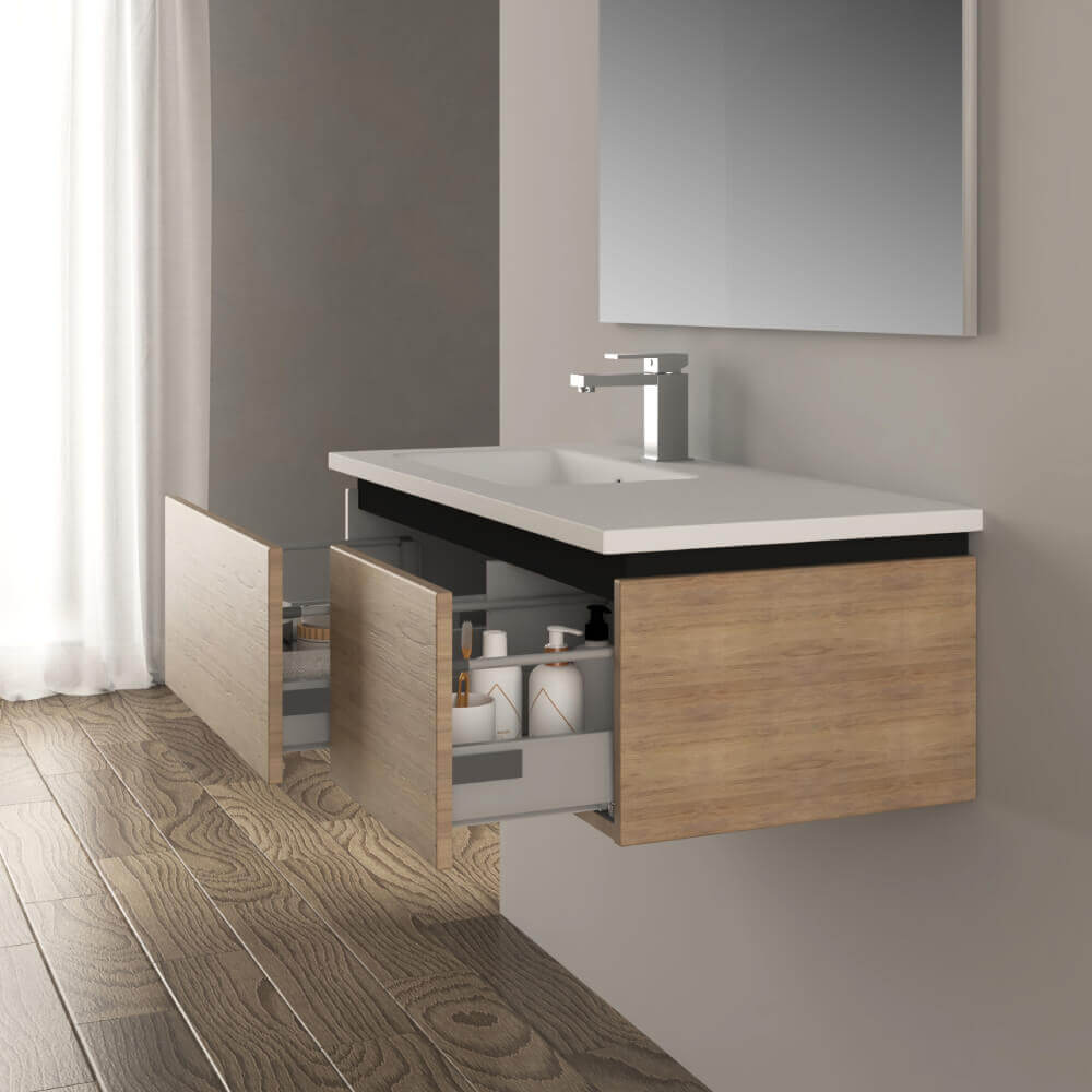 Mobile bagno rovere tabacco 100 cm Mono Slide