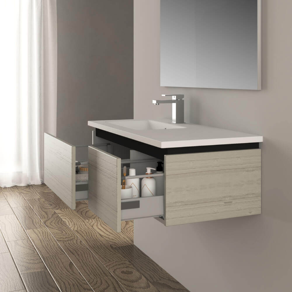 Mobile bagno 100 cm rovere sbiancato Mod. Mono Slide Arcshop