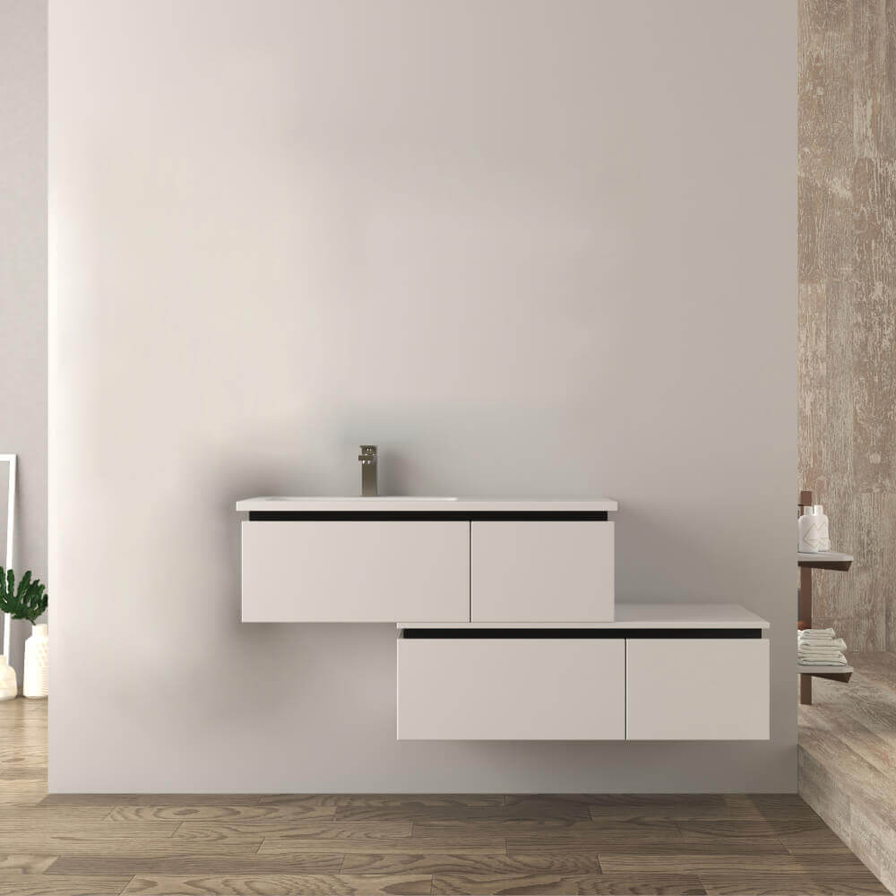 Mobile bagno sfalsato 140 cm sospeso bianco lucido Mod. Slide Arcshop