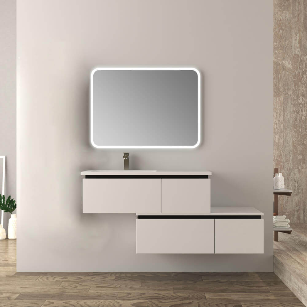 Mobile bagno sfalsato 140 cm sospeso bianco lucido Mod. Slide Arcshop