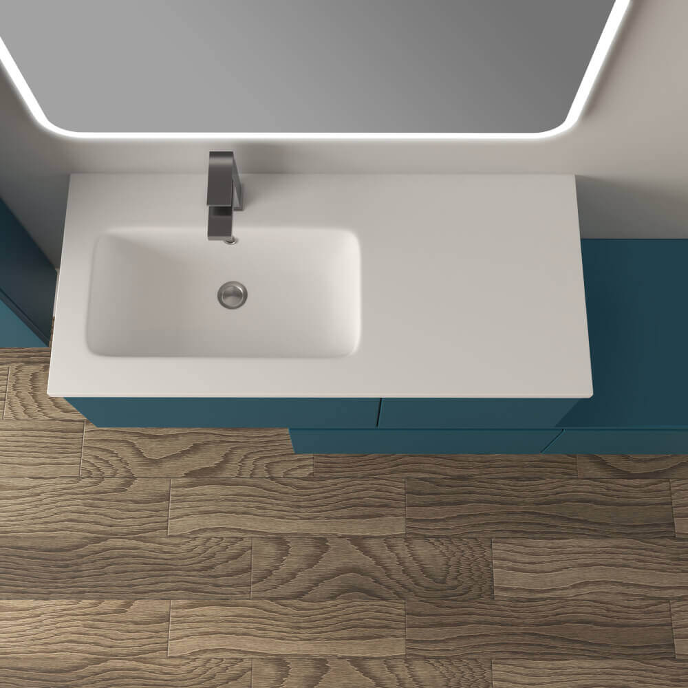 Mobile bagno blu petrolio 140 cm sospeso Slide