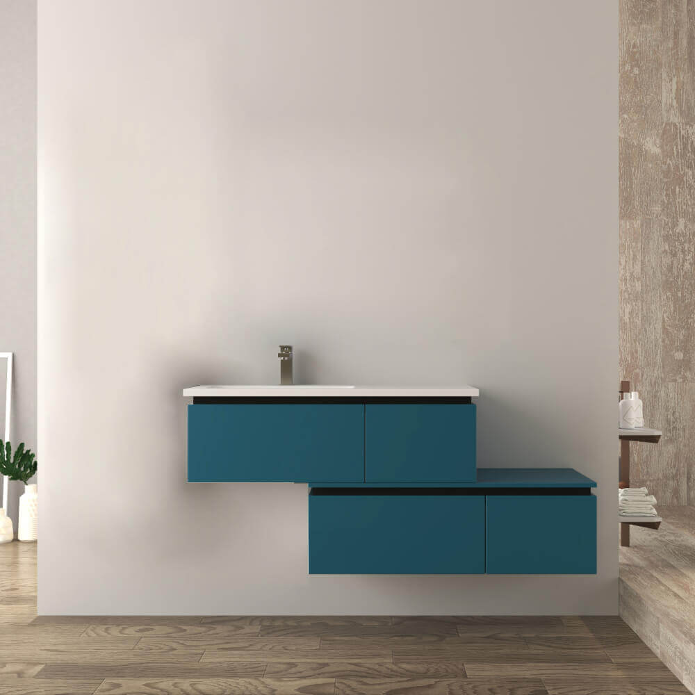 Mobile bagno blu petrolio 140 cm sospeso Slide Arcshop