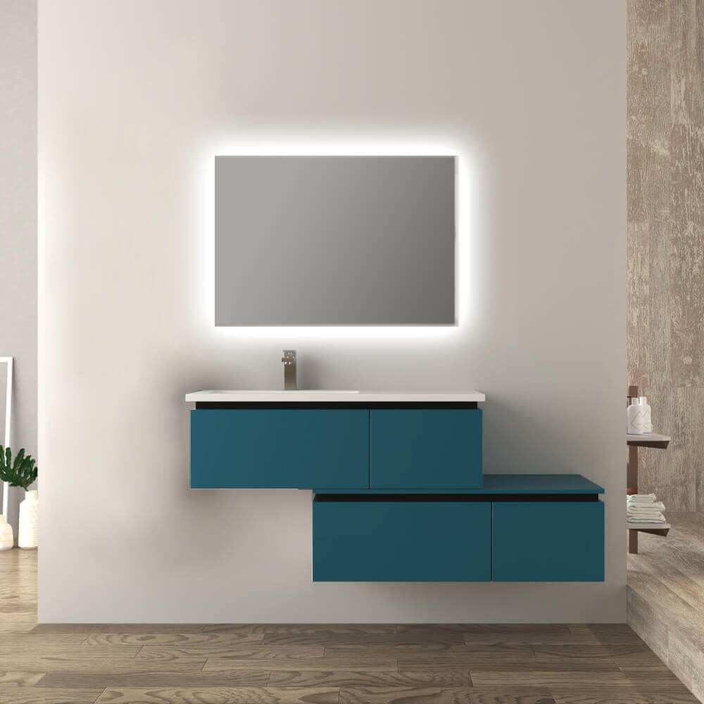 Mobile bagno blu petrolio 140 cm sospeso Slide Arcshop