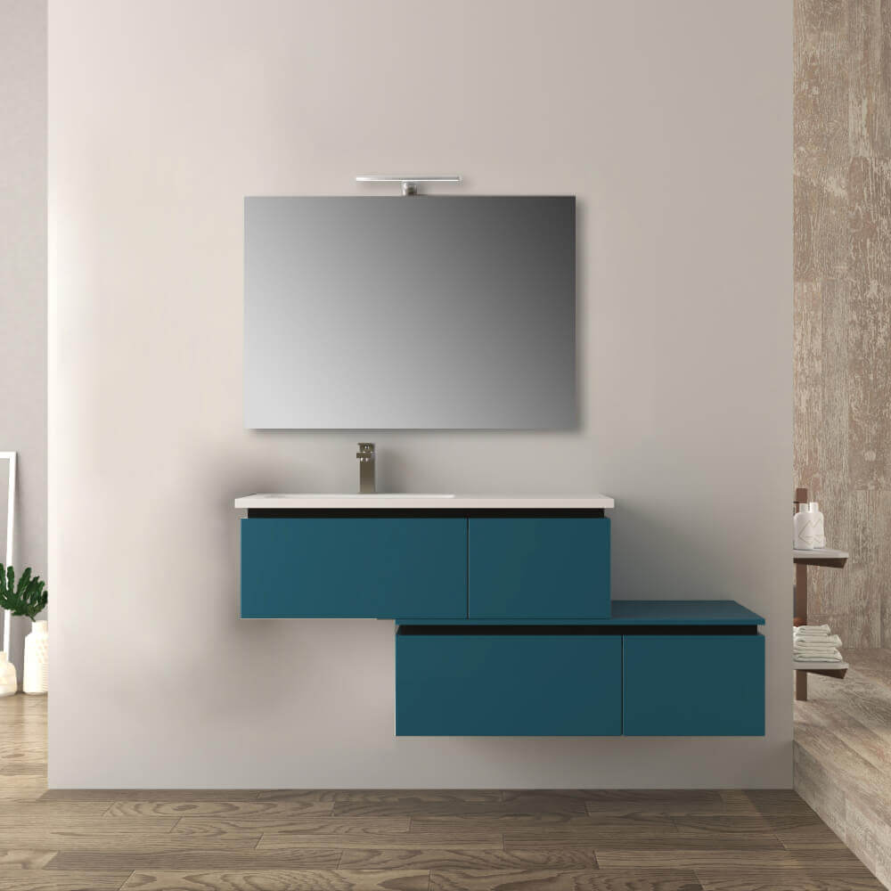 Mobile bagno blu petrolio 140 cm sospeso Slide Arcshop
