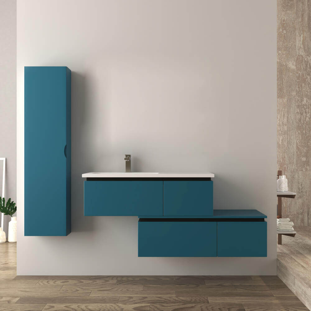 Mobile bagno blu petrolio 140 cm sospeso Slide | Arcshop