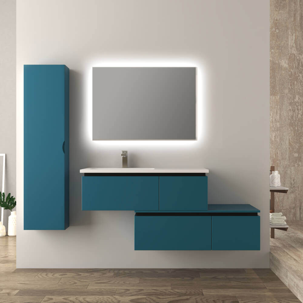Mobile bagno blu petrolio 140 cm sospeso Slide Arcshop