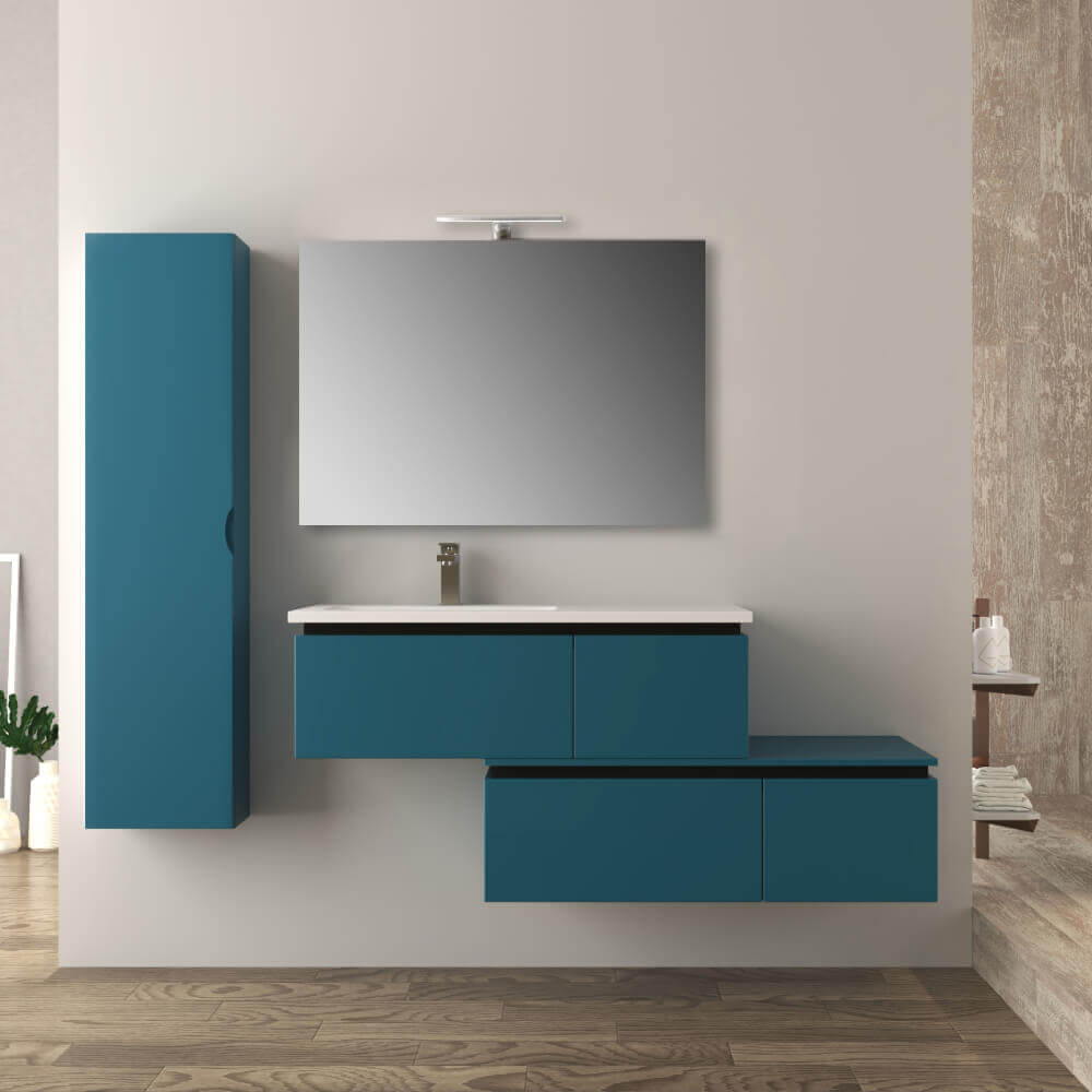 Mobile bagno blu petrolio 140 cm sospeso Slide Arcshop