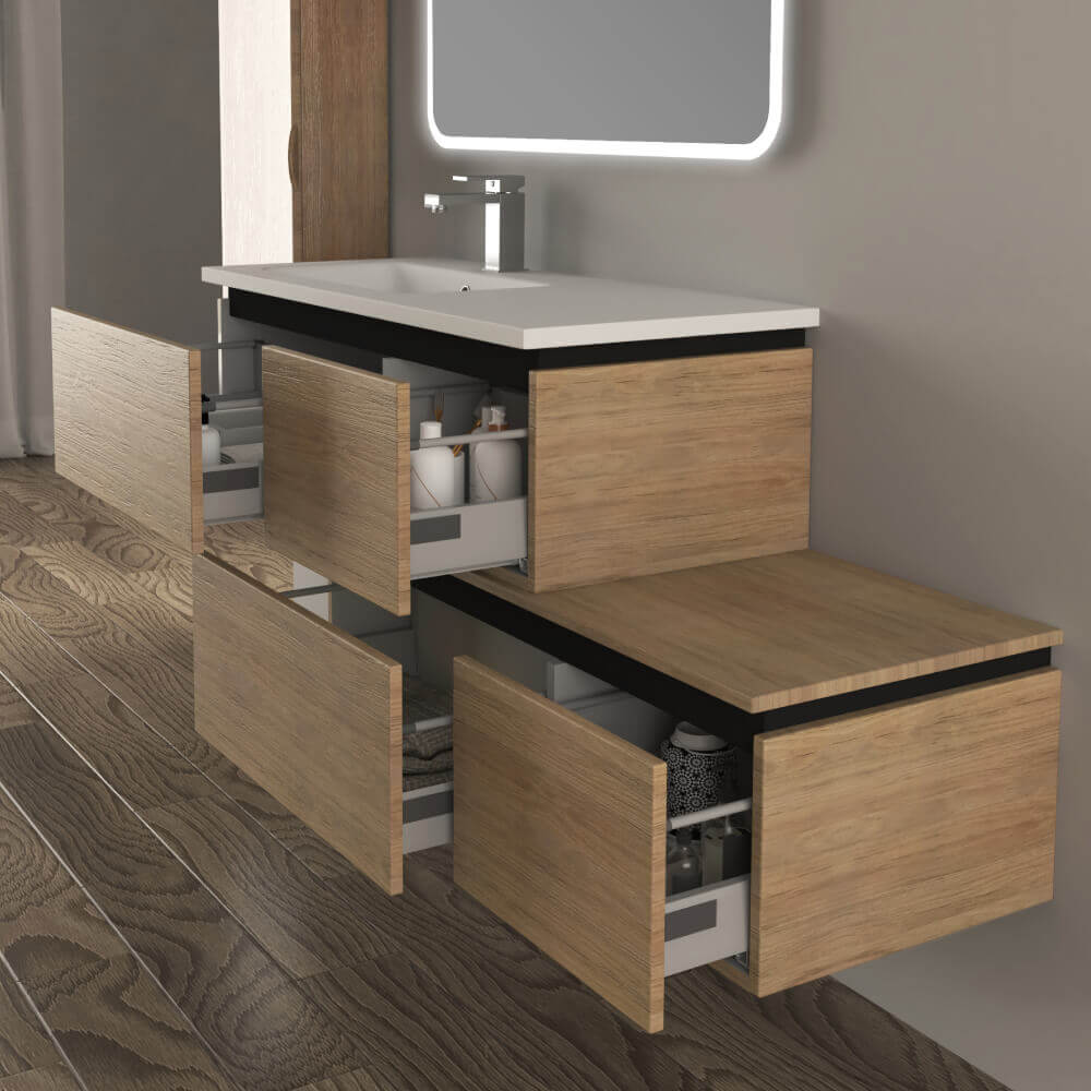 Mobile bagno sospeso rovere 140 cm