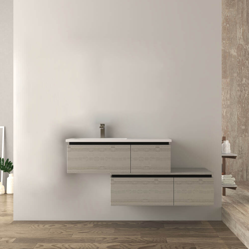 Mobile da bagno 140 cm sospeso moderno rovere sbiancato Slide Arcshop