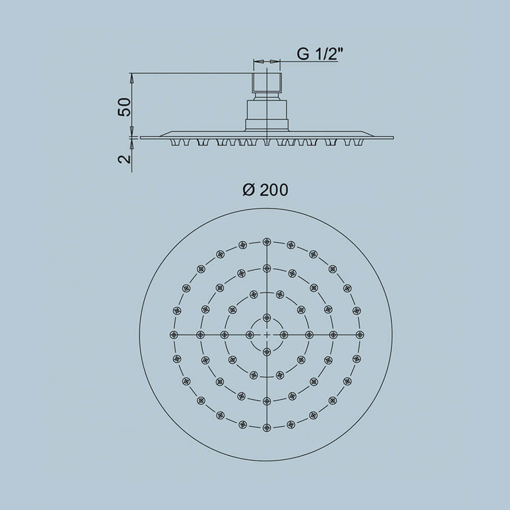 Soffione Jacuzzi | Rubinetteria tondo ultrapiatto nero opaco in acciaio diametro ø 20 cm