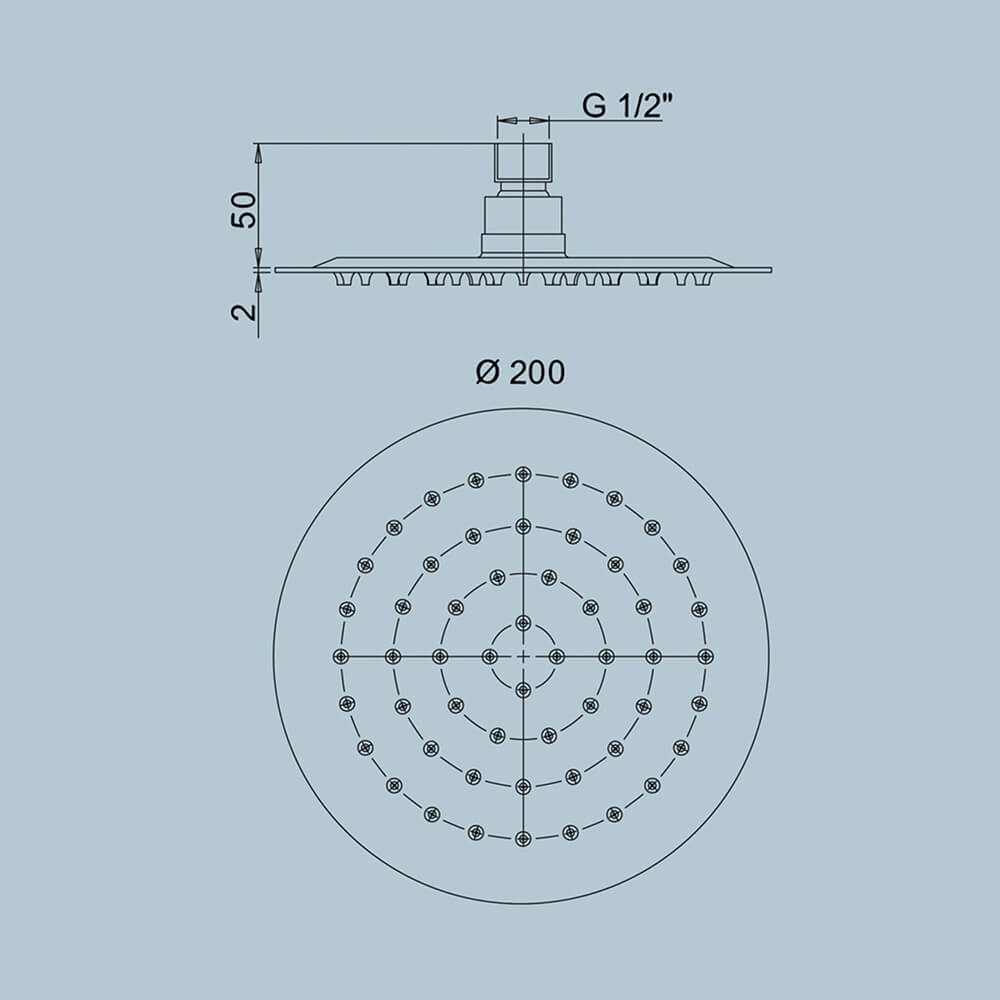 Jacuzzi | Rubinetteria set per doccia completo di soffione extraslim tondo 20 cm braccio doccia a parete e doccetta