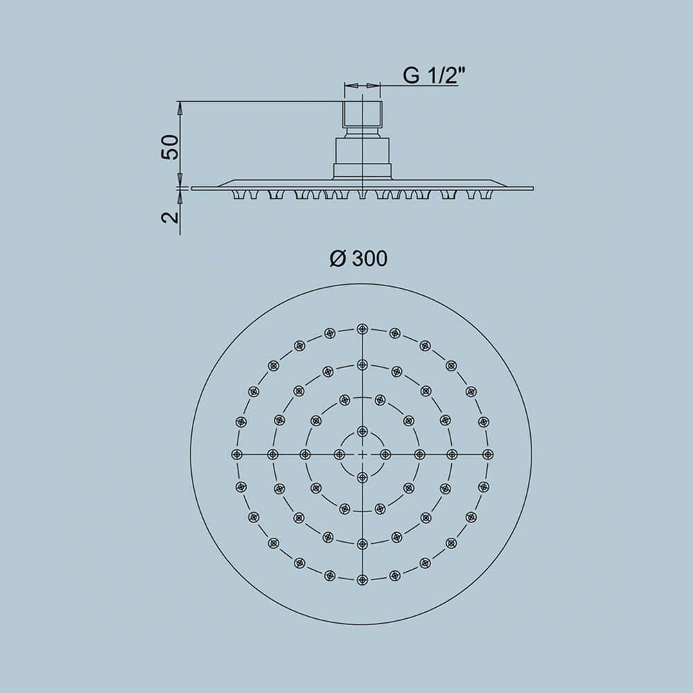 Jacuzzi | Rubinetteria set doccia tondo con doccetta braccio doccia e soffione ultrapiatto 30 cm