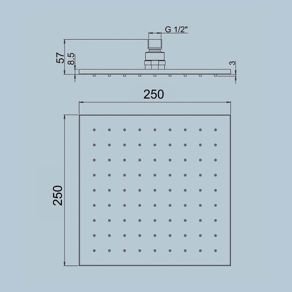 Soffione Jacuzzi | rubinetteria quadrato ispezionabile 25X25 cm in ottone anticalcare 1811060JA00 Arcshop