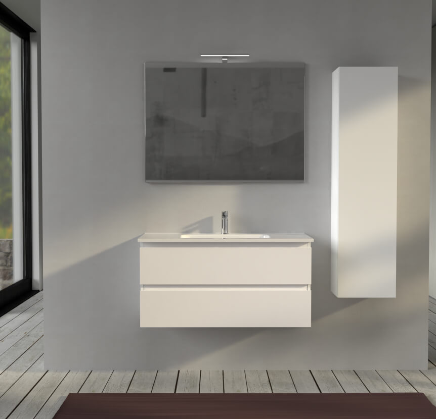 Mobile bagno 100 cm sospeso Bianco opaco - Sofia Arcshop