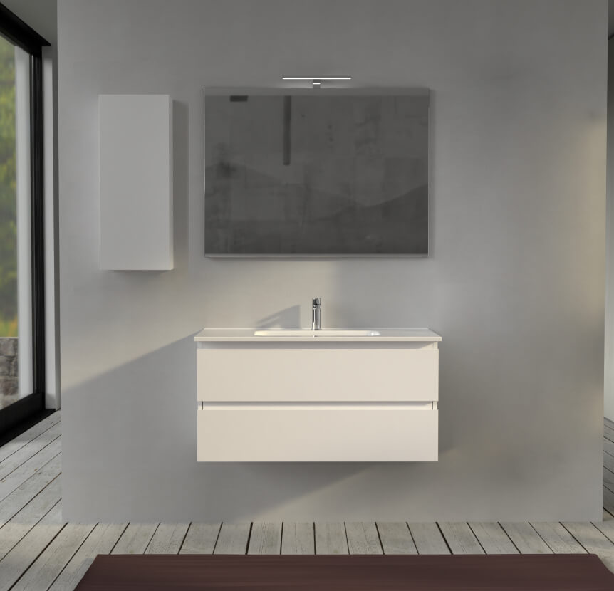 Mobile bagno 100 cm sospeso Bianco opaco - Sofia Arcshop