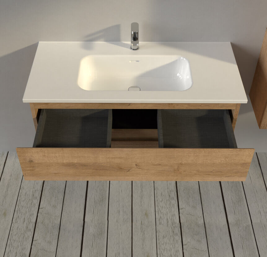 Mobile da bagno 100 cm sospeso Rovere - Sofia