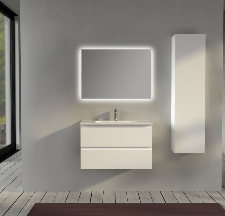 Mobile da bagno sospeso 80 cm Bianco opaco - Sofia Arcshop