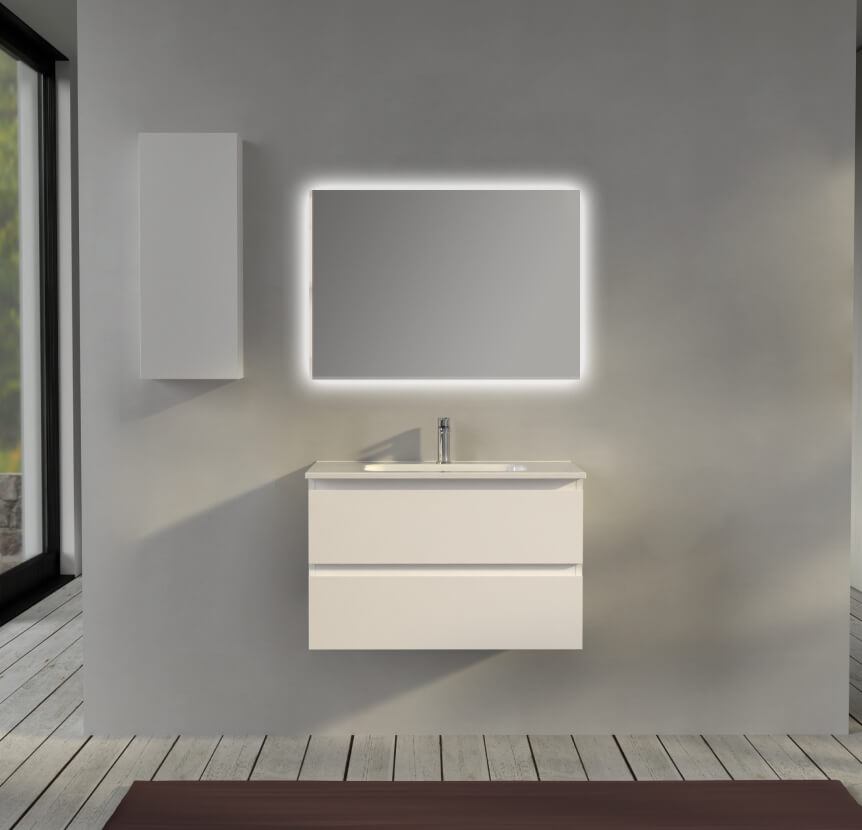 Mobile da bagno sospeso 80 cm Bianco opaco - Sofia Arcshop