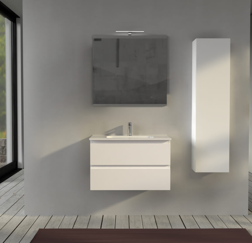 Mobile da bagno sospeso 80 cm Bianco opaco - Sofia Arcshop
