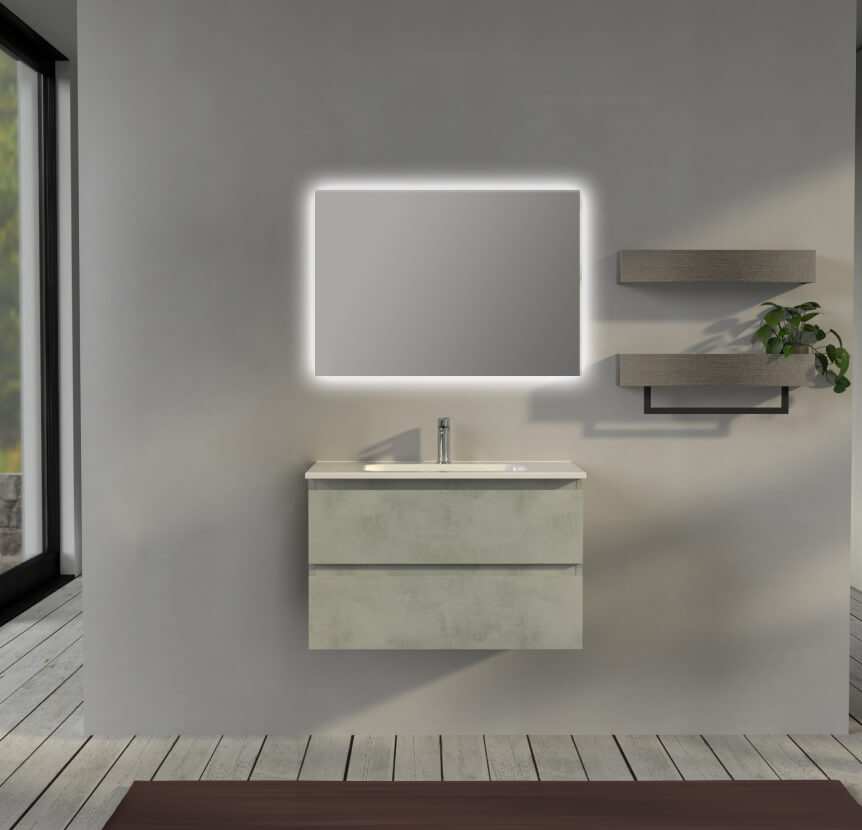 Mobile da bagno 80 cm sospeso Grigio - Sofia Arcshop