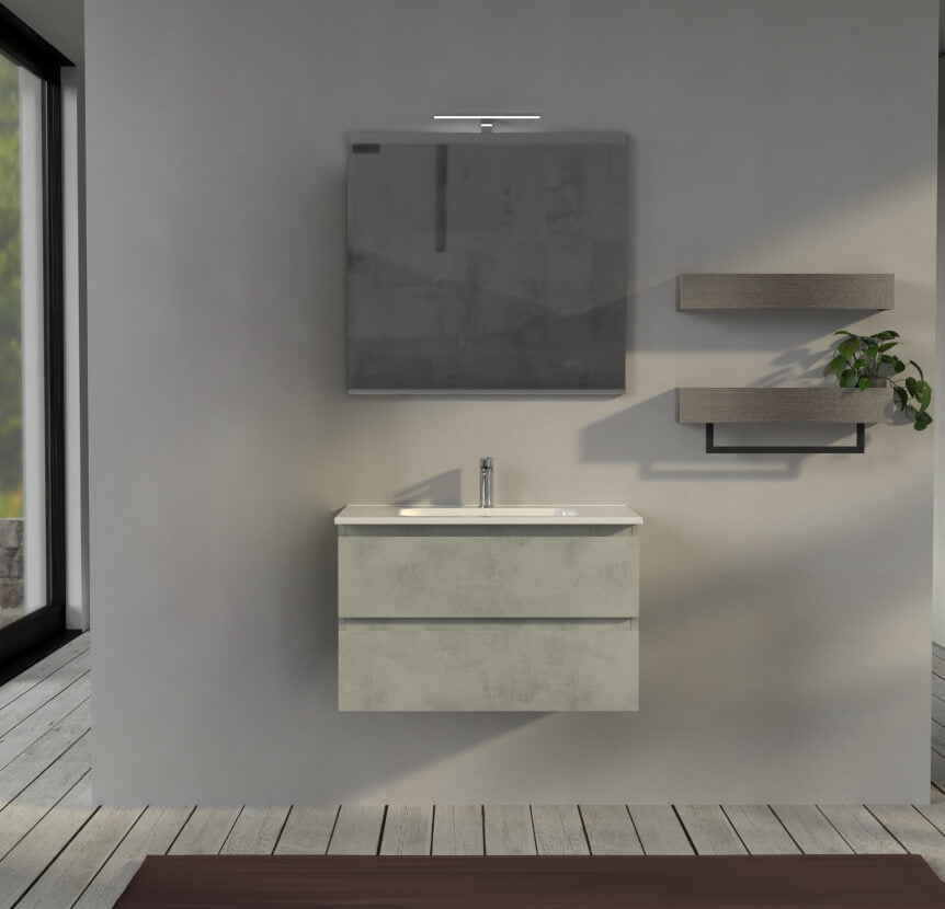 Mobile da bagno 80 cm sospeso Grigio - Sofia Arcshop