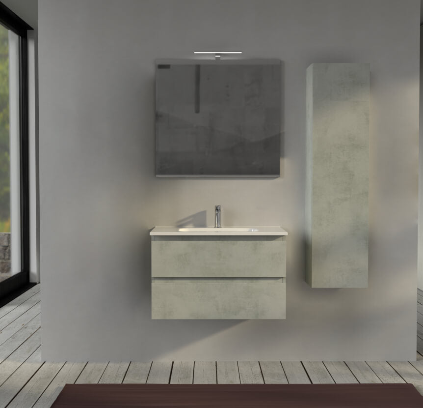 Mobile da bagno 80 cm sospeso Grigio - Sofia Arcshop