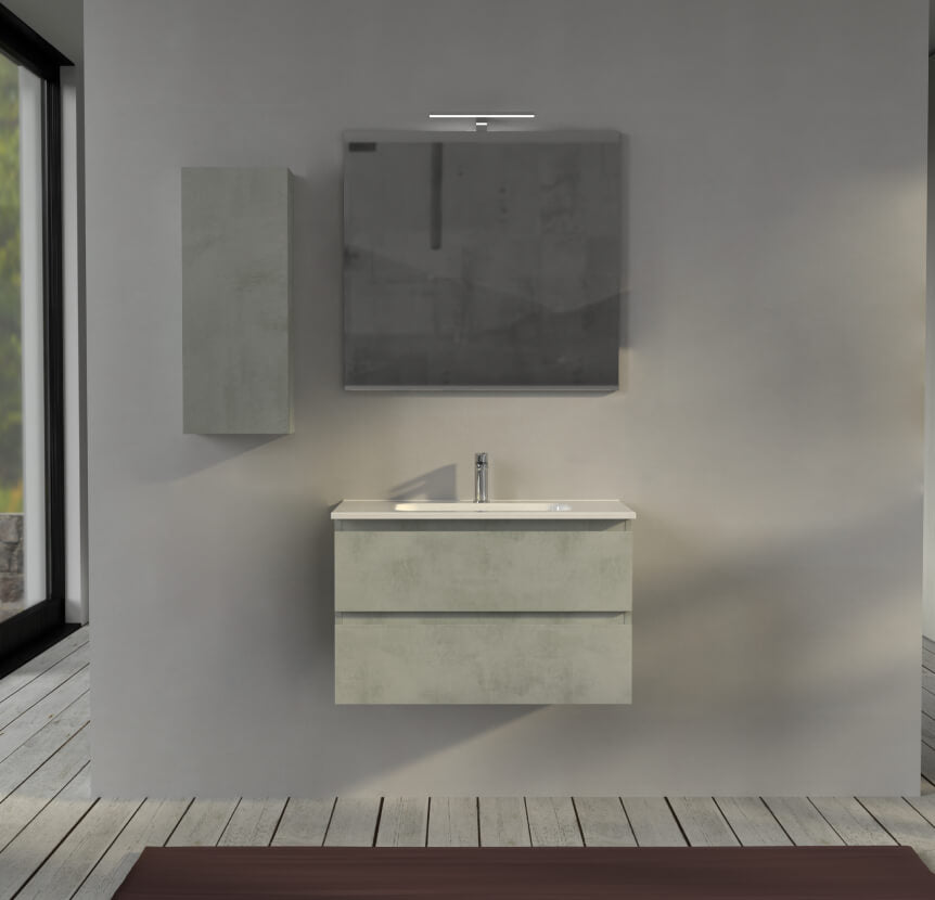 Mobile da bagno 80 cm sospeso Grigio - Sofia Arcshop