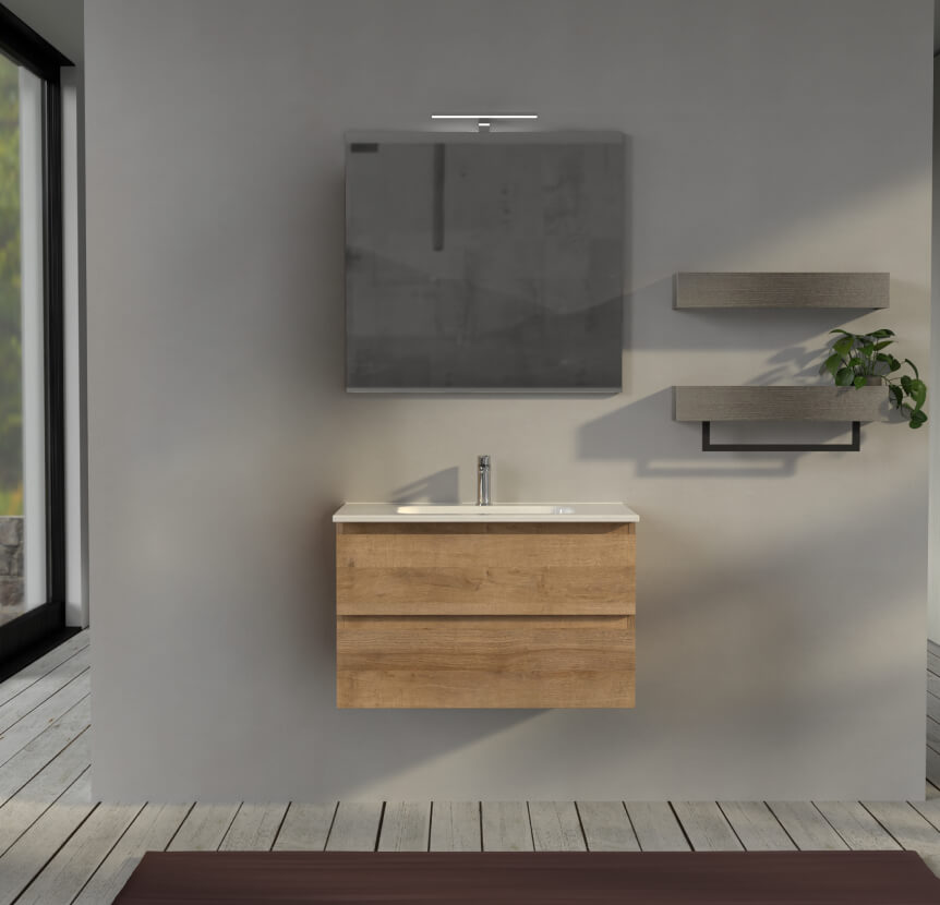 Mobile bagno sospeso 80 cm Rovere - Sofia Arcshop