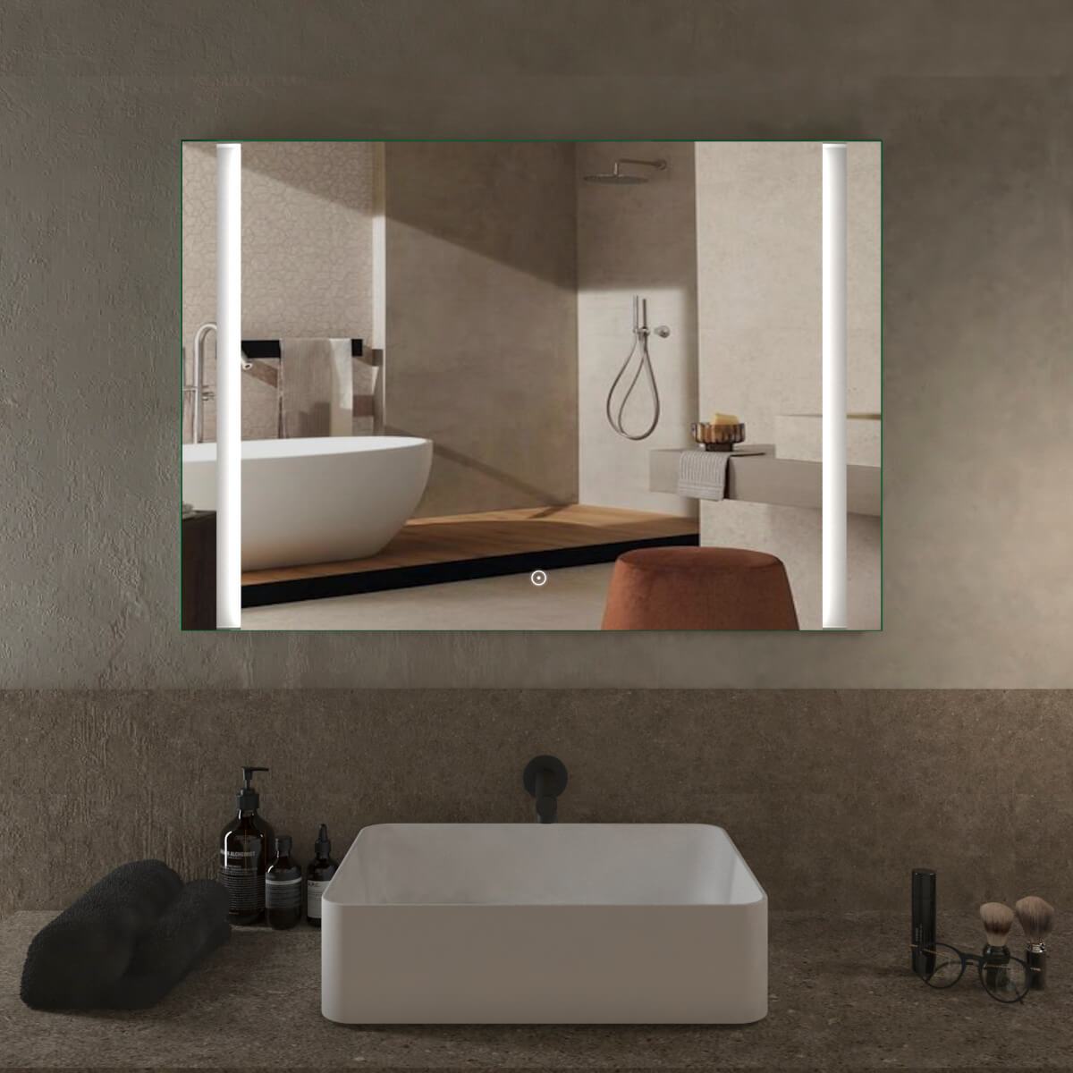 Specchio 70X100 LED accinsione Touch fasce verticali Arcshop