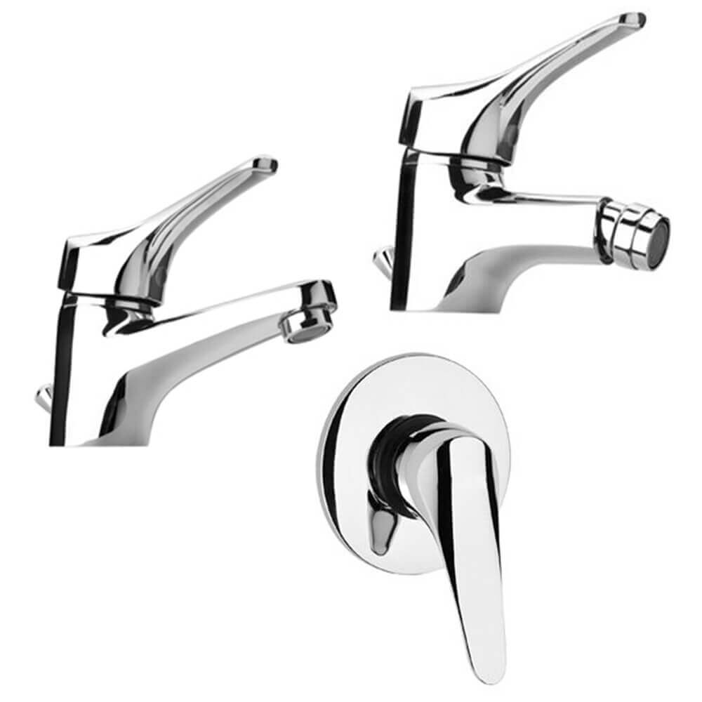 Set miscelatori lavabo + bidet + incasso doccia Piralla Ariel ottone cromato con PILETTA DI SCARICO INCLUSA 0RE00088A21 0RE00094A16 0RE00410A16 Arcshop