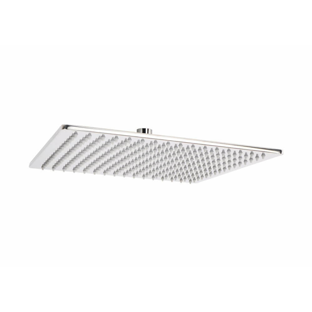 Kit Doccia Cromo con Soffione Quadrato 25x25 Slim, Braccio 35cm, Doccino e Presa Acqua in Ottone
