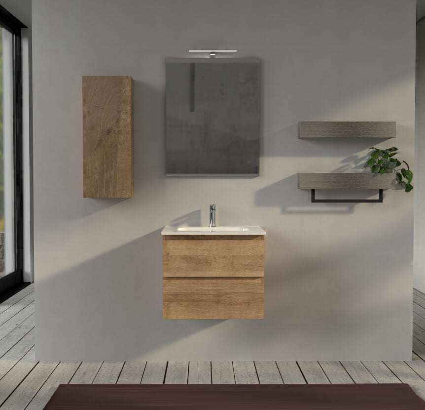 Mobile da bagno sospeso 60 cm Rovere - Sofia Arcshop