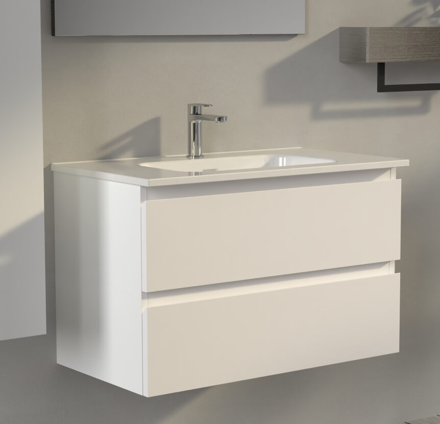 Mobile da bagno sospeso 80 cm Bianco opaco - Sofia Arcshop