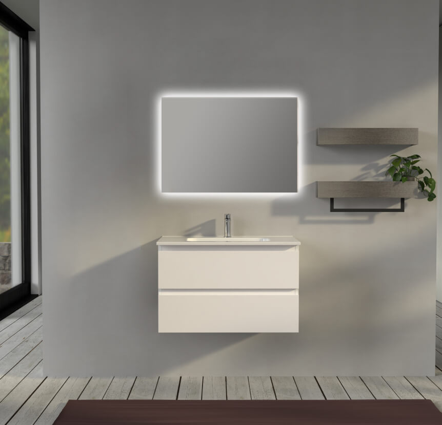 Mobile da bagno sospeso 80 cm Bianco opaco - Sofia Arcshop