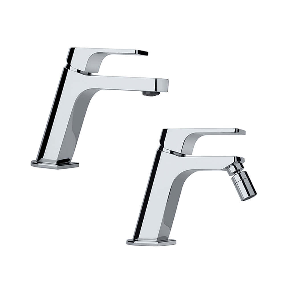 Set miscelatori lavabo + bidet Jacuzzi | rubinetteria Twilight ottone cromato per piletta di scarico click clak Arcshop