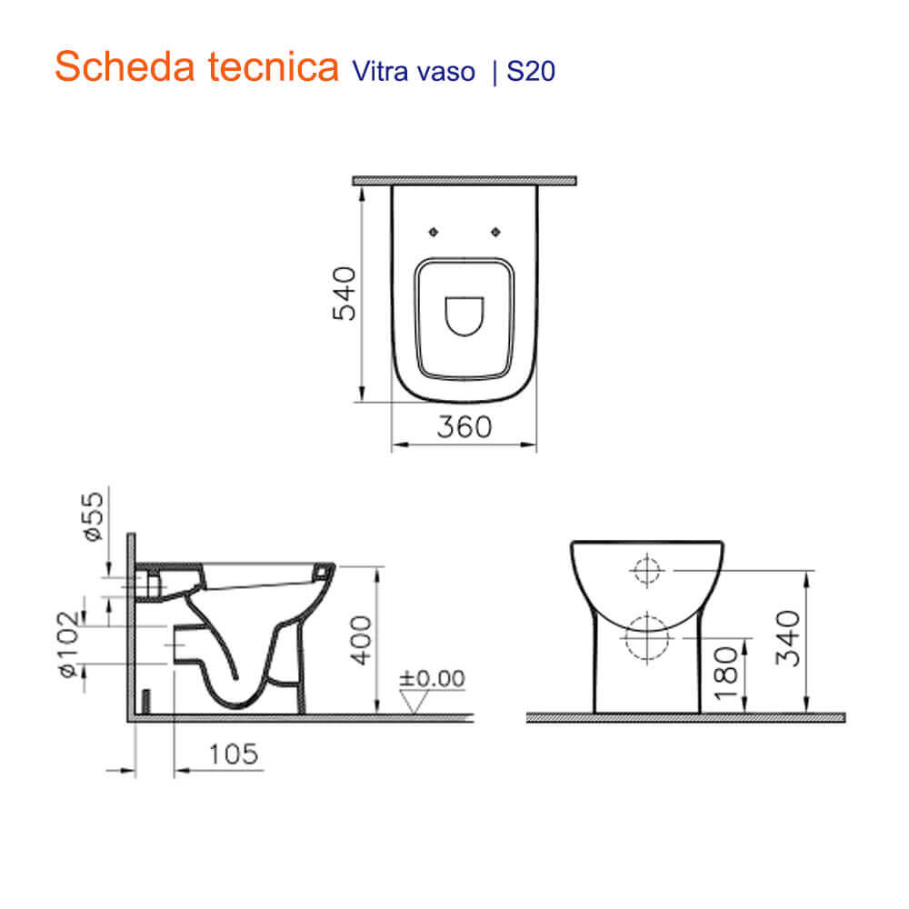 Coppia sanitari filomuro wc e bidet mod. S20 Vitra Arcshop