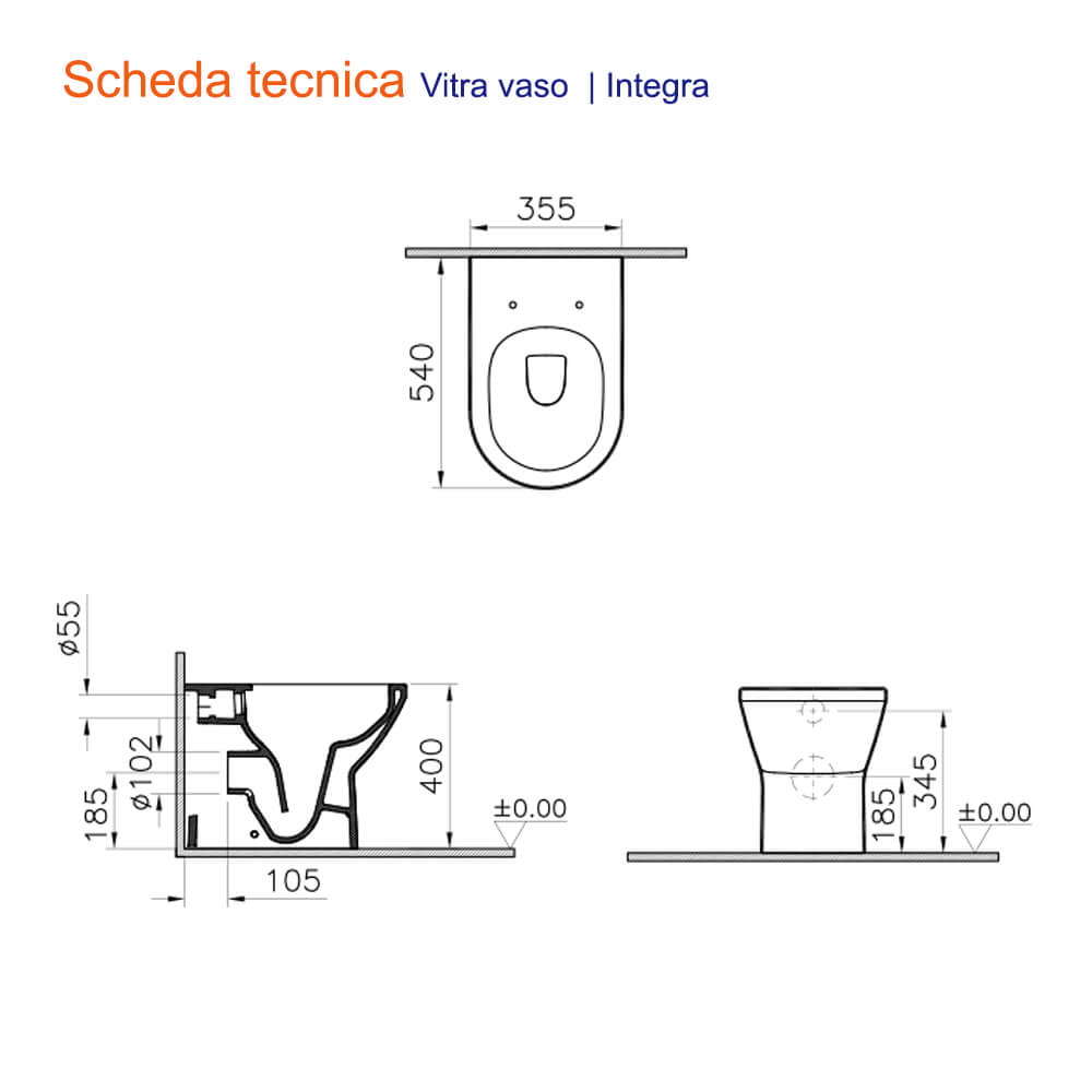 Water filo muro Vitra rimless a terra serie Integra Arcshop