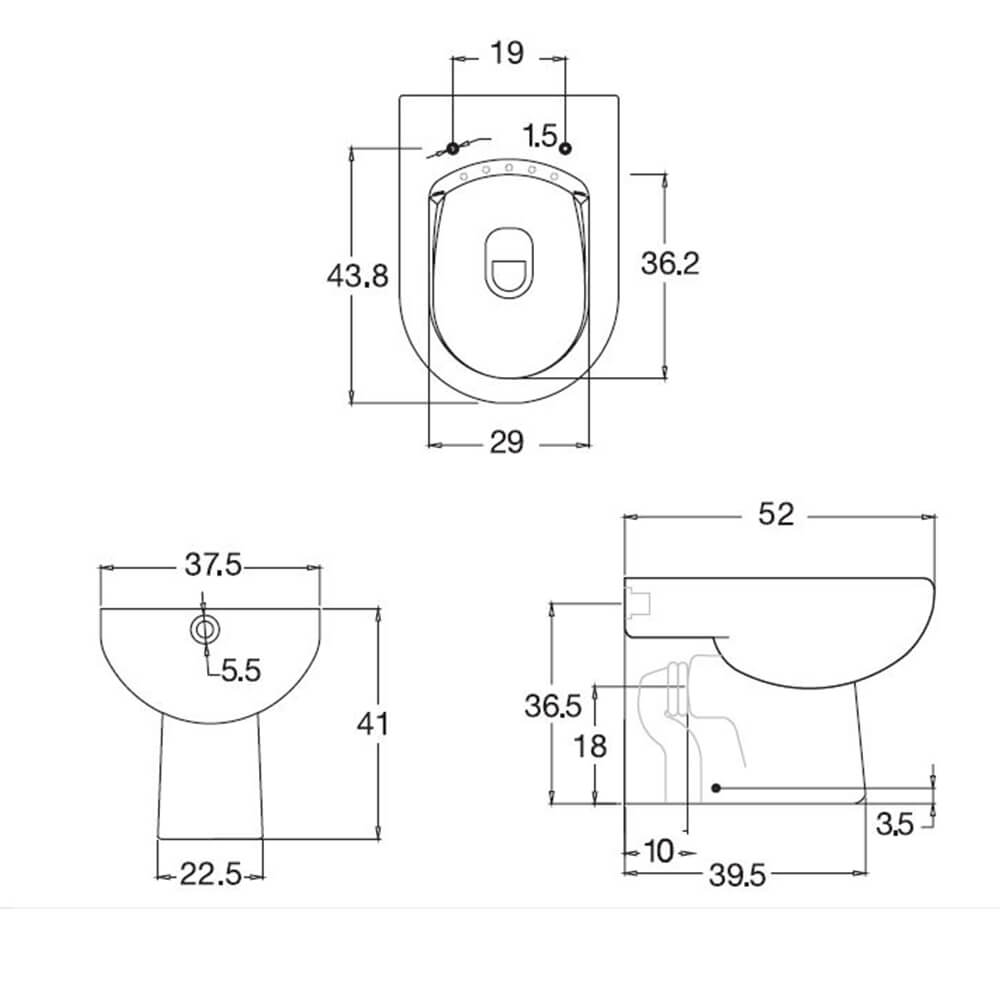 Coppia sanitari filomuro con wc rimless modello Calar