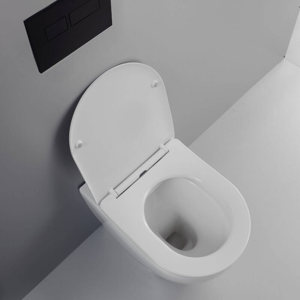 Sanitari filomuro in ceramica bianco lucido vaso rimless | Alicante