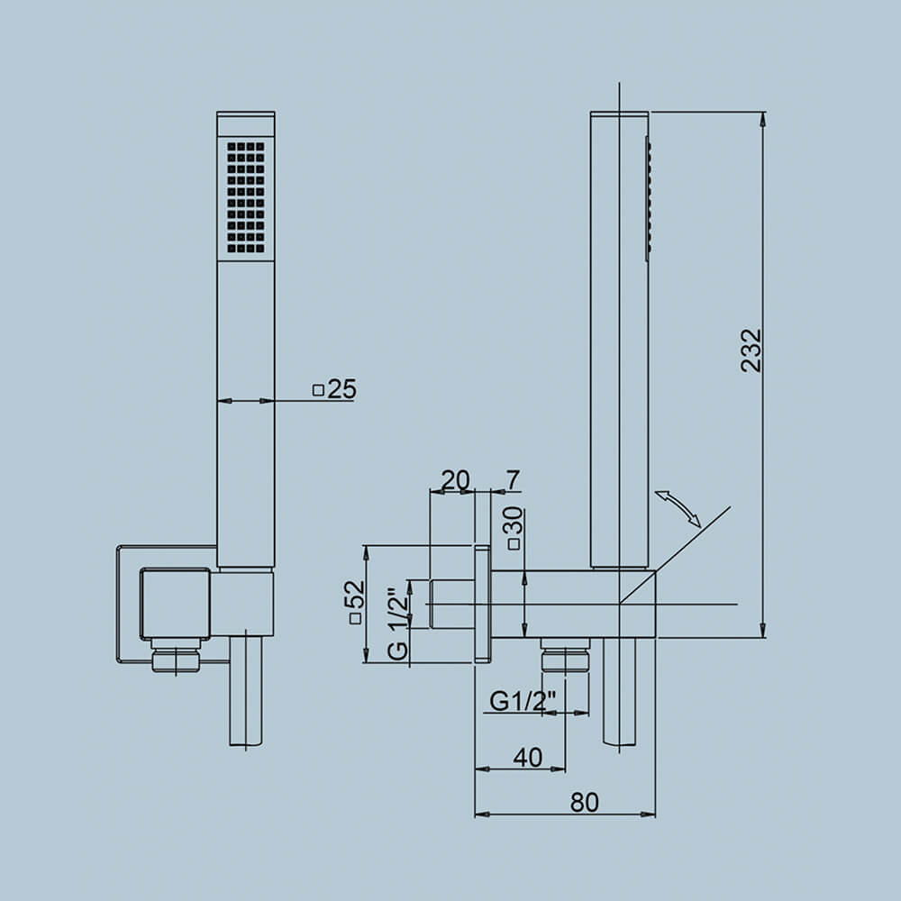 Kit doccia completo Jacuzzi | Rubinetteria Tank con braccio, soffione 25cm, doccetta e miscelatore Arcshop
