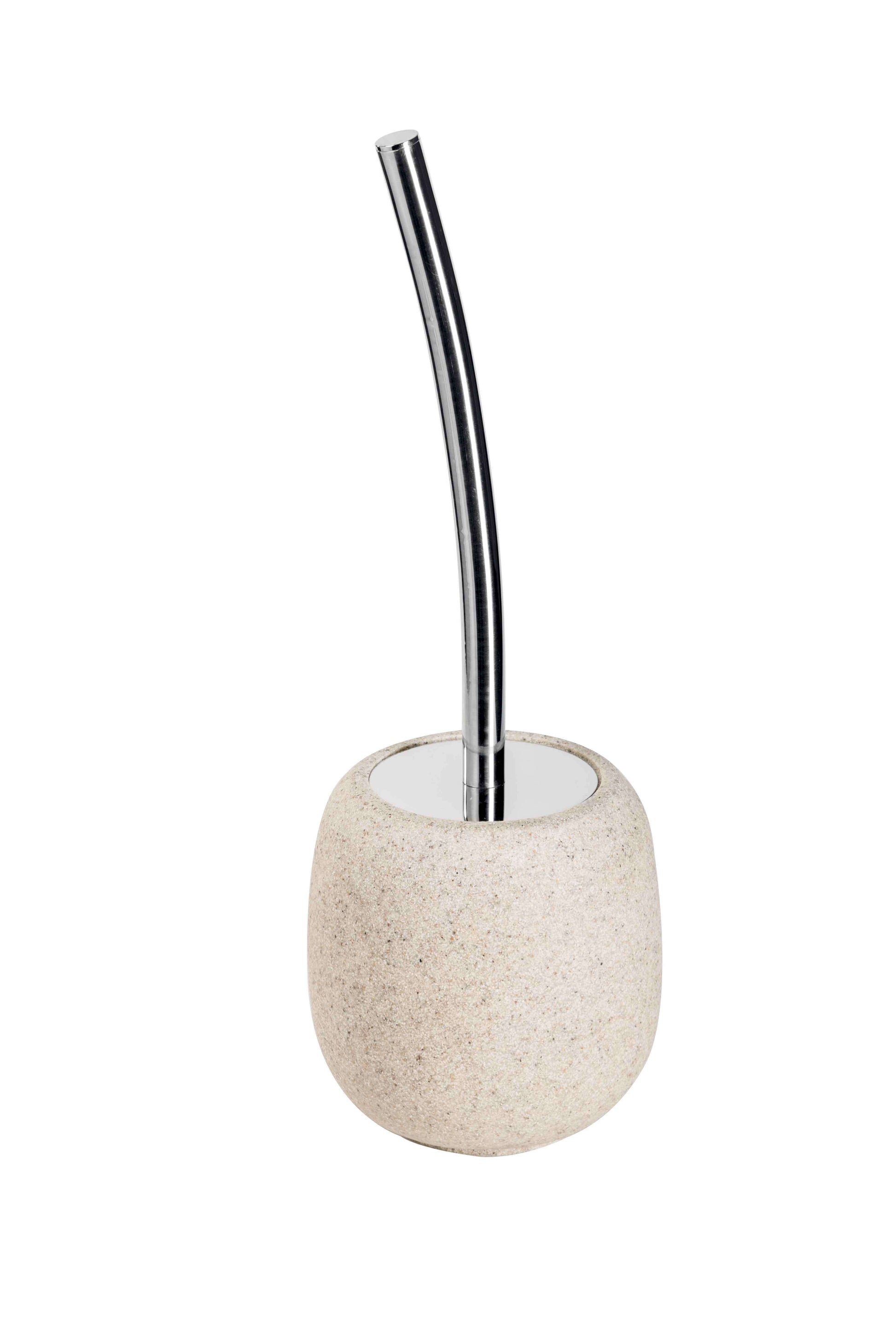 Set 4 pezzi di accessori da appoggio Afra Metaform portasapone porta spazzolini dispenser e scopino in resina color sabbia Arcshop