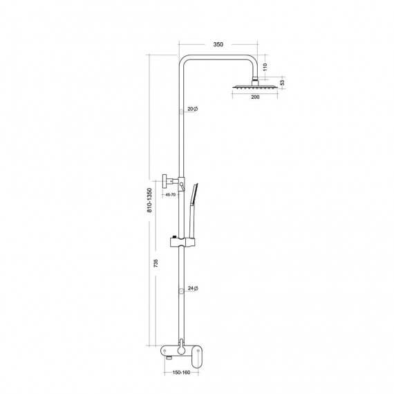 Colonna doccia nero opaco con deviatore e miscelatore integrato Arcshop