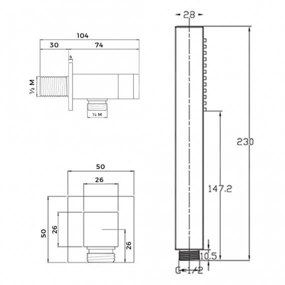 Set doccia completo composto da braccio a parete soffione ultraslim 25 cm quadro e doccino Arcshop