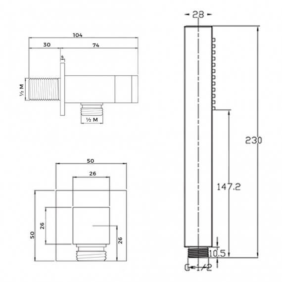 Kit doccia completo braccio a parete soffione ultrapiatto 30 cm quadrato e doccino Arcshop