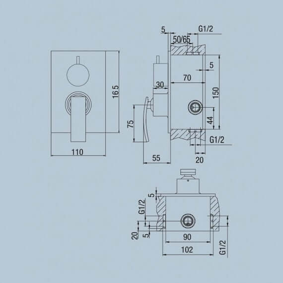 Set miscelatori lavabo alto + bidet + incasso doccia con deviatore Jacuzzi | rubinetteria Ray ottone cromato per piletta click clack Arcshop