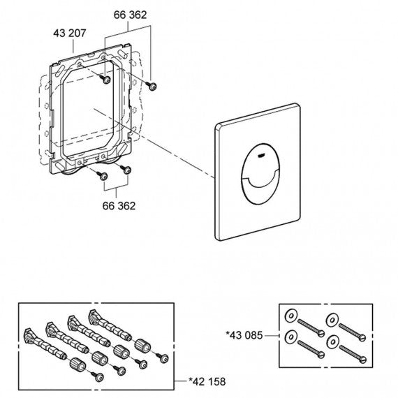 Cassetta di scarico grohe ad incasso completa di canotto e piastra di azionamento risciacquo Skate Air bianca Arcshop