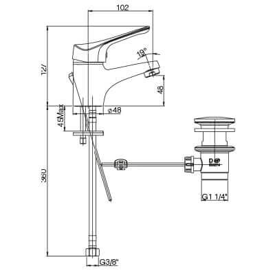 Set miscelatori lavabo + bidet Piralla Ariel ottone cromato con PILETTA DI SCARICO INCLUSA 0RE00088A21 0RE00094A21