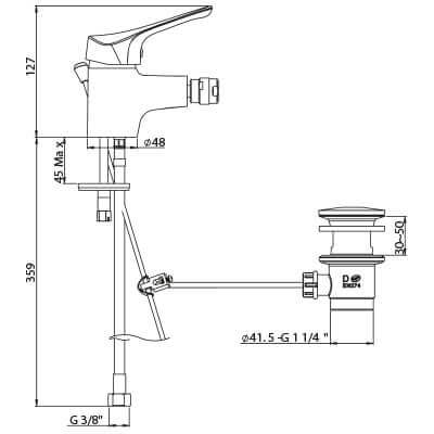 Set miscelatori lavabo + bidet Piralla Ariel ottone cromato con PILETTA DI SCARICO INCLUSA 0RE00088A21 0RE00094A21