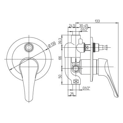 Miscelatore doccia incasso con deviatore monoleva Ariel ottone cromato MADE IN ITALY 0RE00400A16 Arcshop