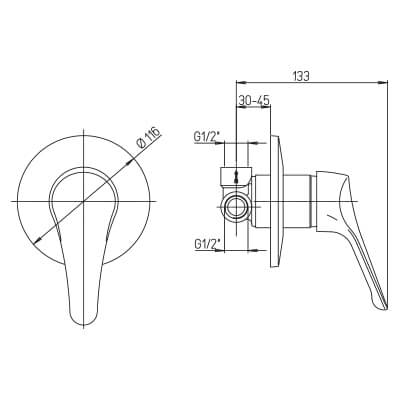 Miscelatore doccia incasso monoleva Ariel ottone cromato MADE IN ITALY 0RE00410A16 Arcshop